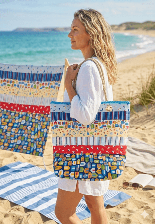 Beach-Themed Striped Tote Bag Workshop