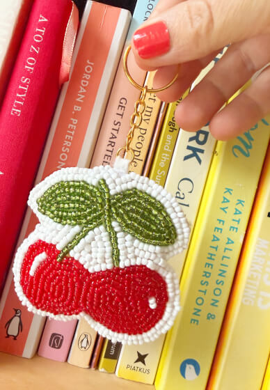 Beaded Cherry Keyring Embroidery Workshop for Beginners
