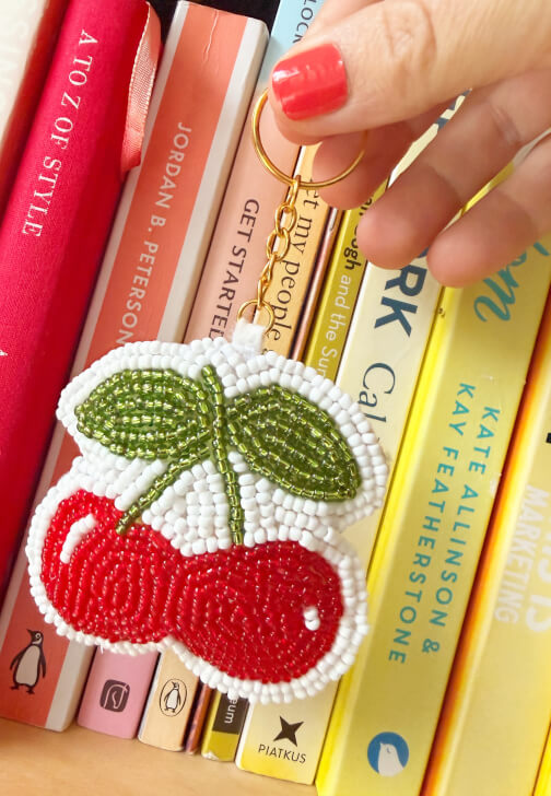 Beaded Cherry Keyring Embroidery Workshop for Beginners