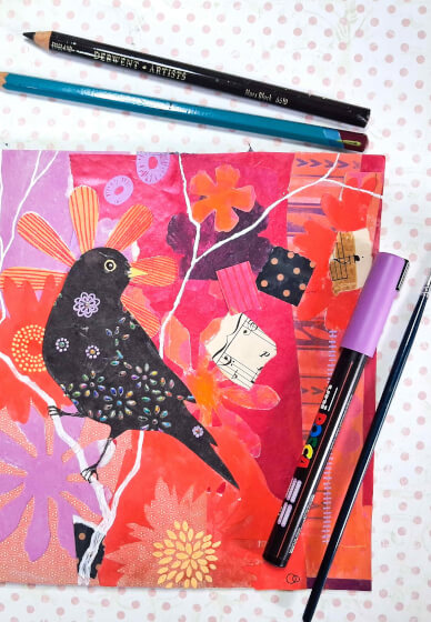 Bird Art Collage and Mixed Media Workshop