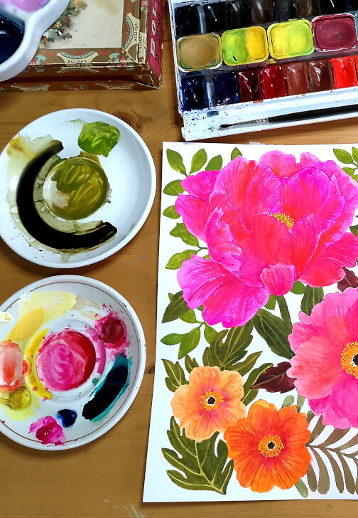 Bold and Vibrant Watercolour Florals Painting Workshop