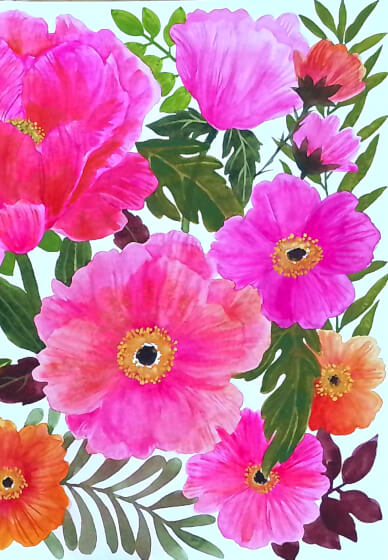 Bold and Vibrant Watercolour Florals Painting Workshop