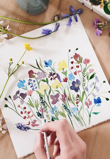 Beginner Brush Calligraphy and Watercolour Wildflower Workshop