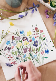 Beginner Brush Calligraphy and Watercolour Wildflower Workshop