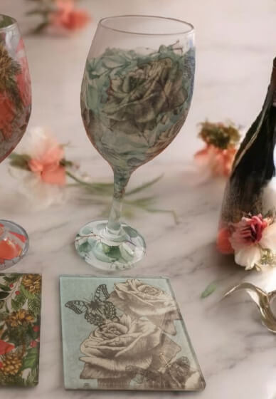 BYOB Decoupage Workshop: Wine Glass and Coaster
