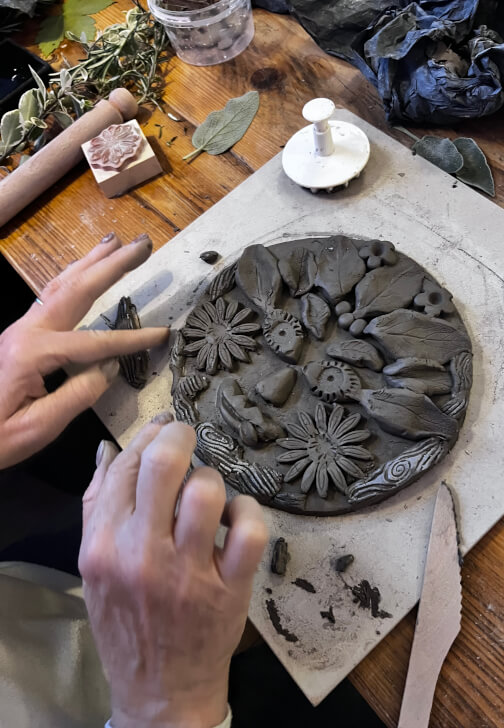 Clay Hand Building Class: Green Man Pottery Wall Plaque