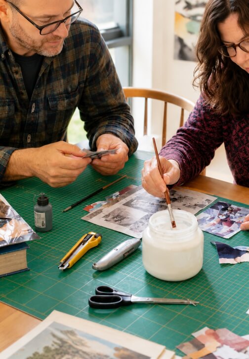 Collage Workshop in an Artist's Studio