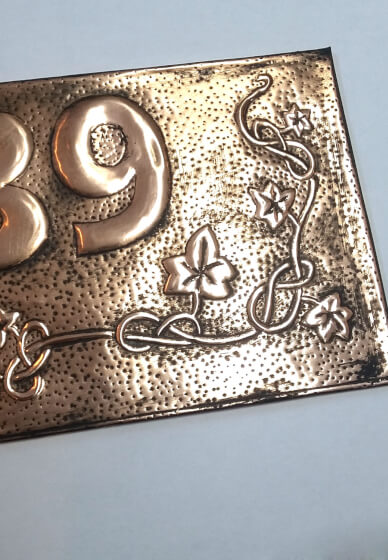 Copper Embossed House Number Plaque Workshop