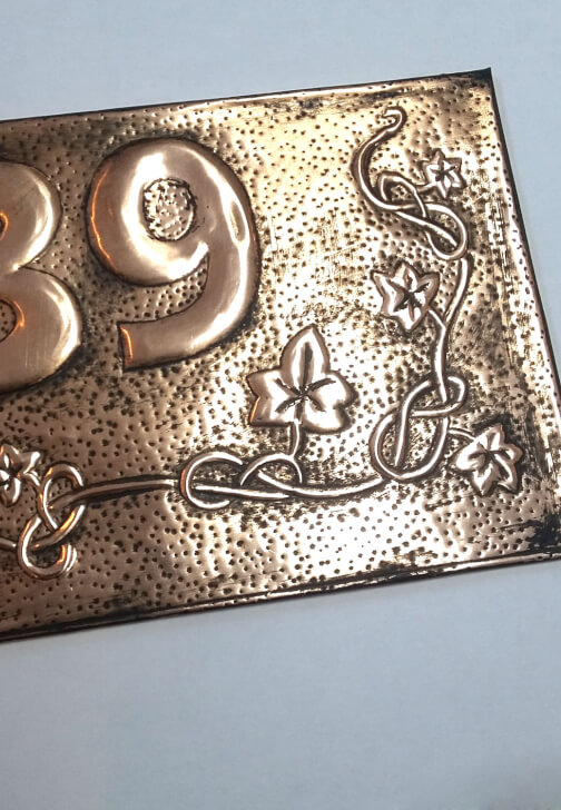 Copper Embossed House Number Plaque Workshop