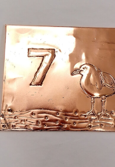 Copper Embossed House Number Plaque Workshop