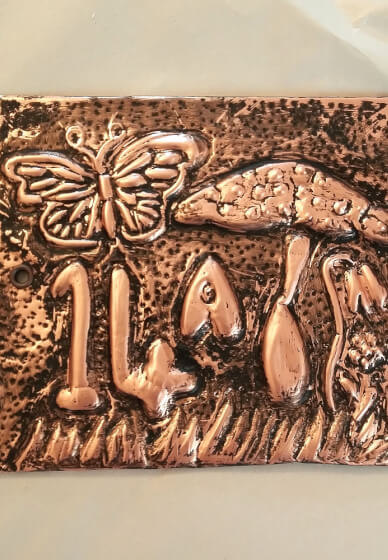 Copper Embossed House Number Plaque Workshop