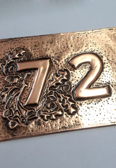 Copper Embossed House Number Plaque Workshop