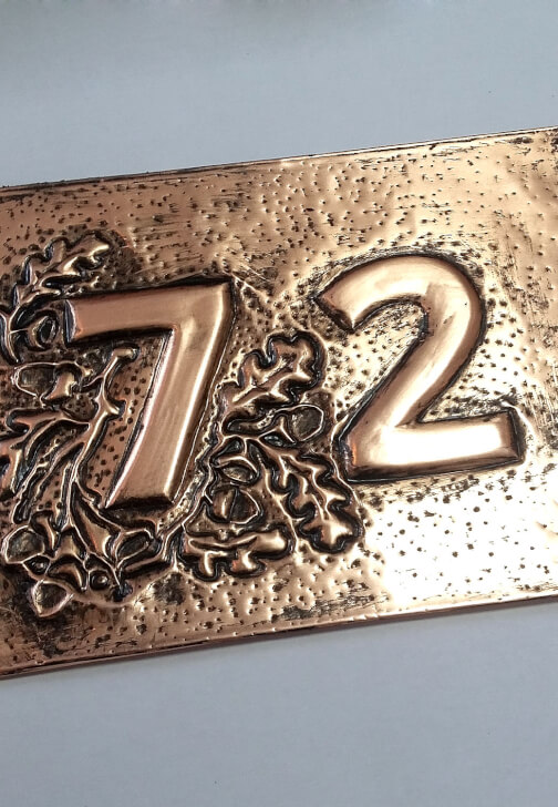 Copper Embossed House Number Plaque Workshop