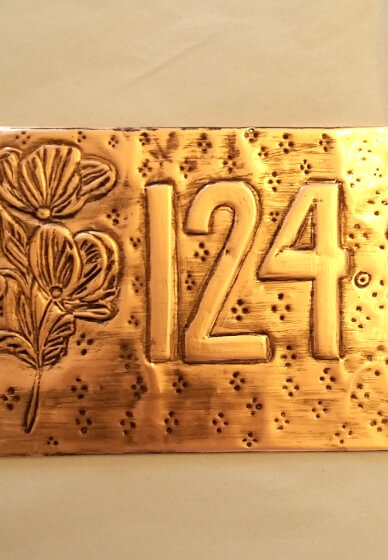 Copper Embossed House Number Plaque Workshop