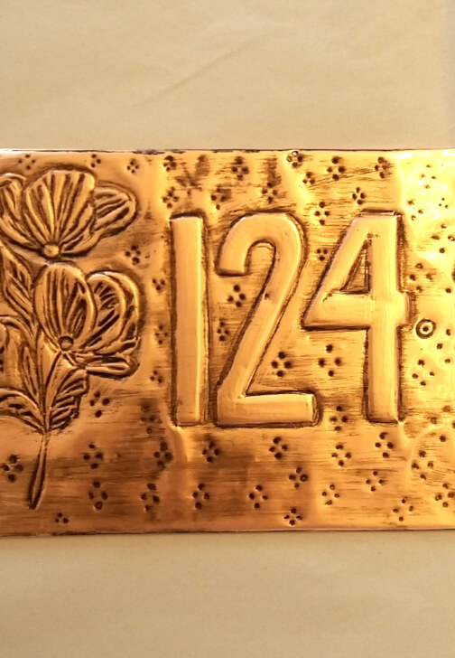 Copper Embossed House Number Plaque Workshop