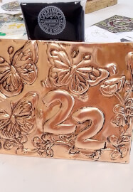 Copper Embossed House Number Plaque Workshop
