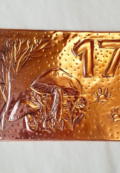 Copper Embossed House Number Plaque Workshop