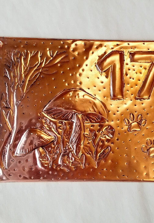 Copper Embossed House Number Plaque Workshop