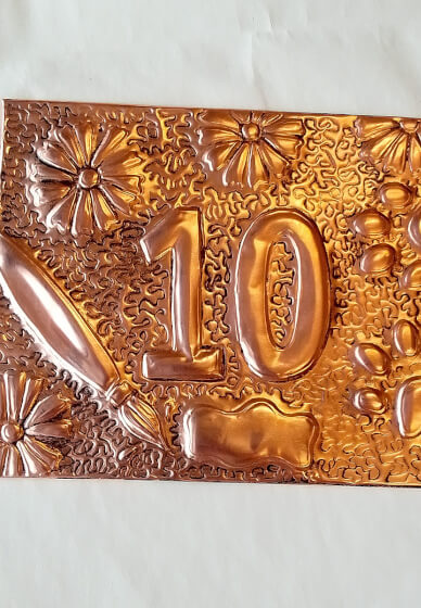Copper Embossed House Number Plaque Workshop