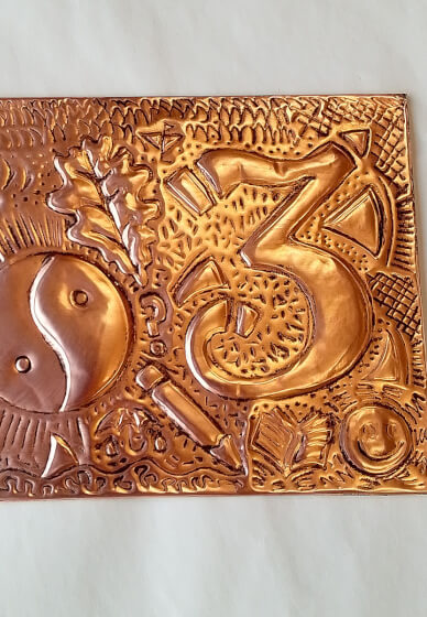 Copper Embossed House Number Plaque Workshop