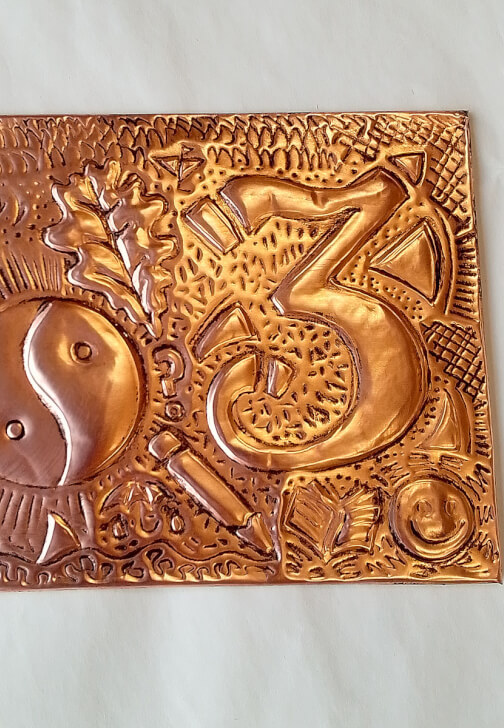 Copper Embossed House Number Plaque Workshop