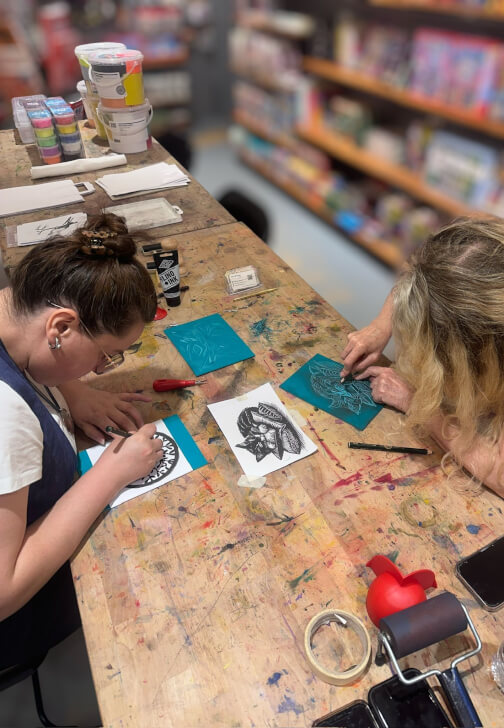 Lino Printmaking Workshop with Printing Press