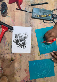 Lino Printmaking Workshop with Printing Press