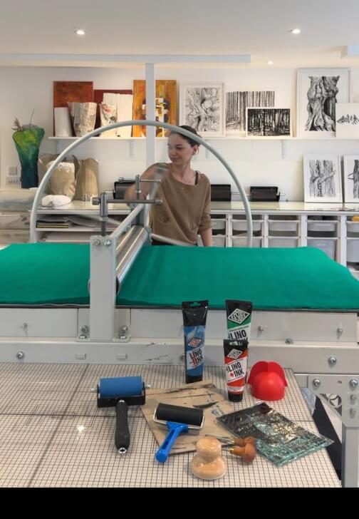 Lino Printmaking Workshop with Printing Press