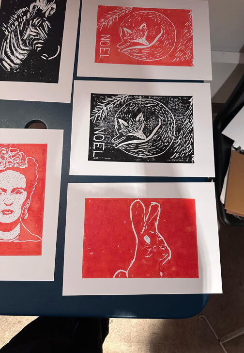 Lino Printmaking Workshop with Printing Press
