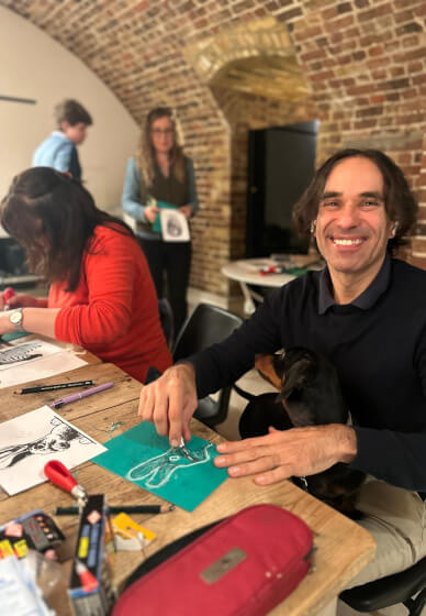 Lino Printmaking Workshop with Printing Press