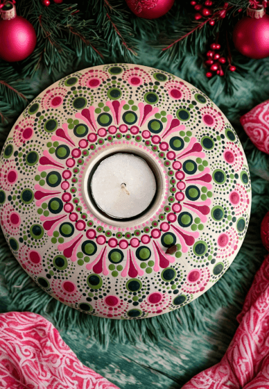 Dot Mandala Painted Tea Light Holder Workshop
