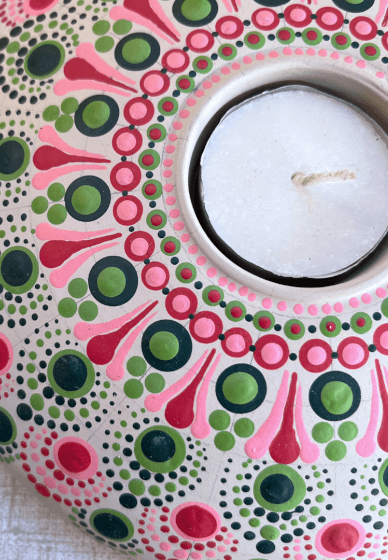 Dot Mandala Painted Tea Light Holder Workshop
