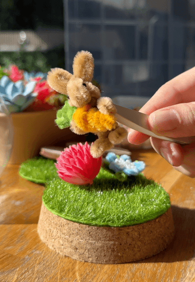 Easter Twist Stick Mini Bunny Terrarium DIY with FREE Matcha