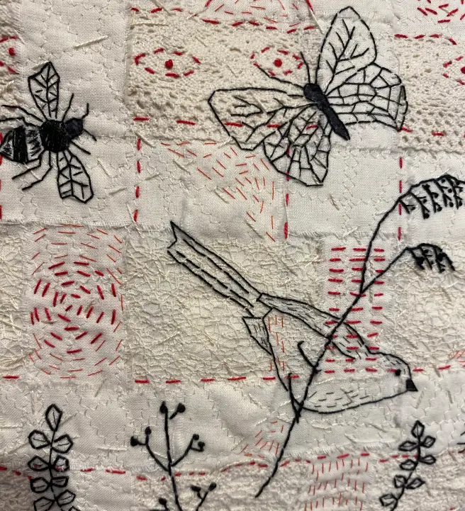 Embroidery Workshop: Cream Calico Grid Work