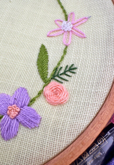 Flower Wreath Sip and Stitch Embroidery Workshop