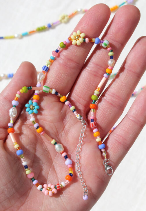 Freshwater Pearl Beaded Daisy Necklaces