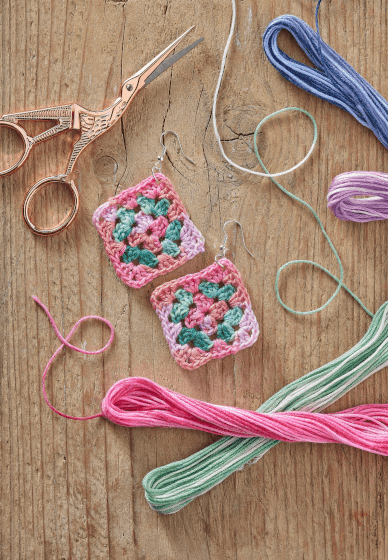 Granny Square Crochet Earrings Workshop