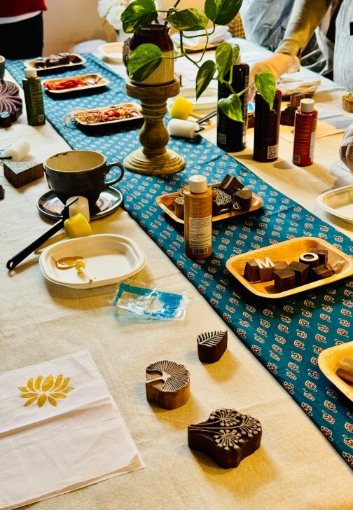 Indian Block Printing Workshop with Indian Tea and Snacks