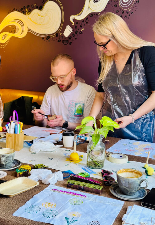 Indian Block Printing Workshop with Indian Tea and Snacks