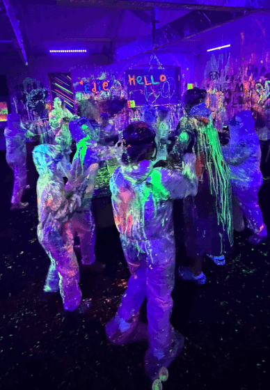 Kids Glow in the Dark Birthday Party Splatter Art Session