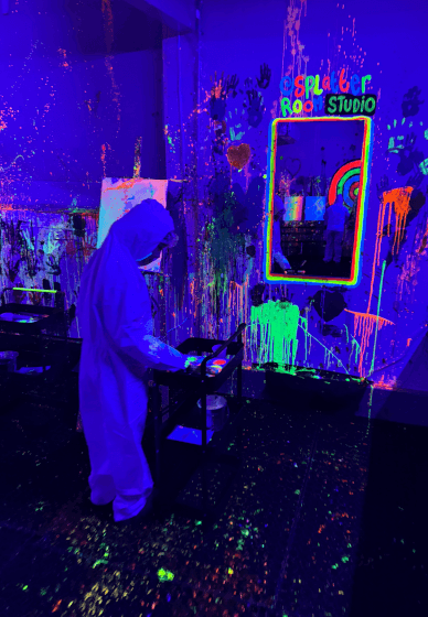 Kids Glow in the Dark Birthday Party Splatter Art Session