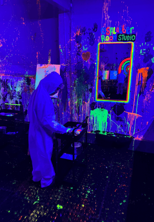 Kids Glow in the Dark Birthday Party Splatter Art Session