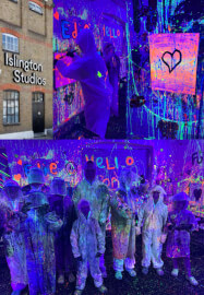 Kids Glow in the Dark Birthday Party Splatter Art Session