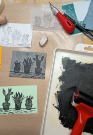Lino Cutting and Printing Workshop: Cacti