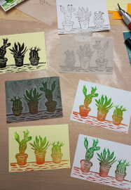 Lino Cutting and Printing Workshop: Cacti