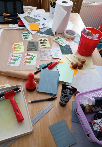 Lino Cutting and Printing Workshop: Cacti