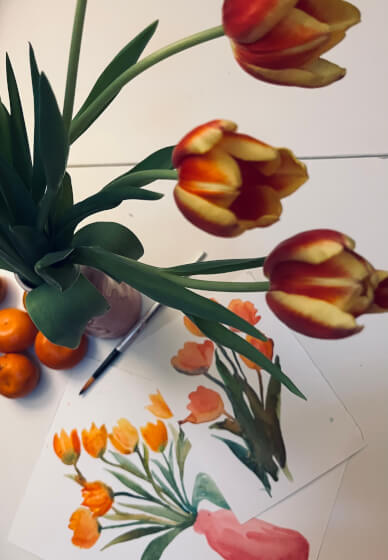 Loose Flowers with Gold Accents: Watercolour Workshop