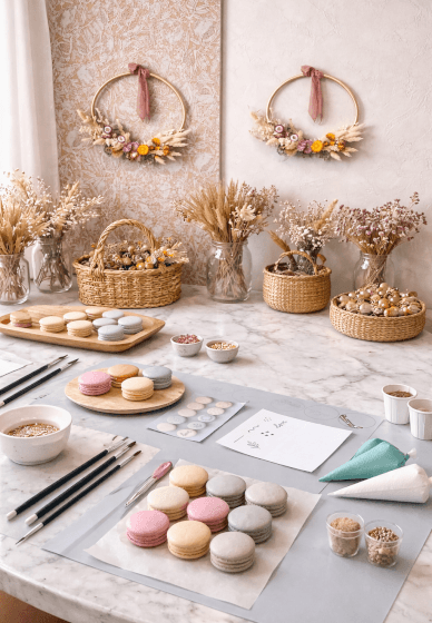 Macaron Decorating and Flower Wreath Making Workshop