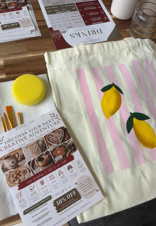 Paint Your Own Tote Bag - a Creative Session at Emmie Lou Studio