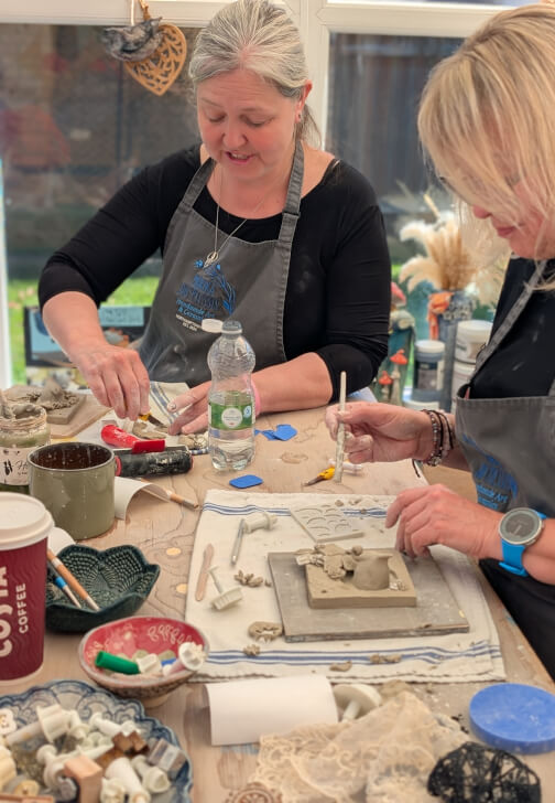 Cobalt Blue Pottery Bird Tile Workshop
